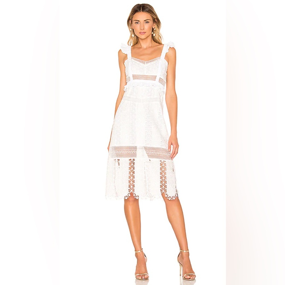 NWT FOR LOVE & LEMONS Gabrielle Midi Dress in Ivory - Picture 2 of 13
